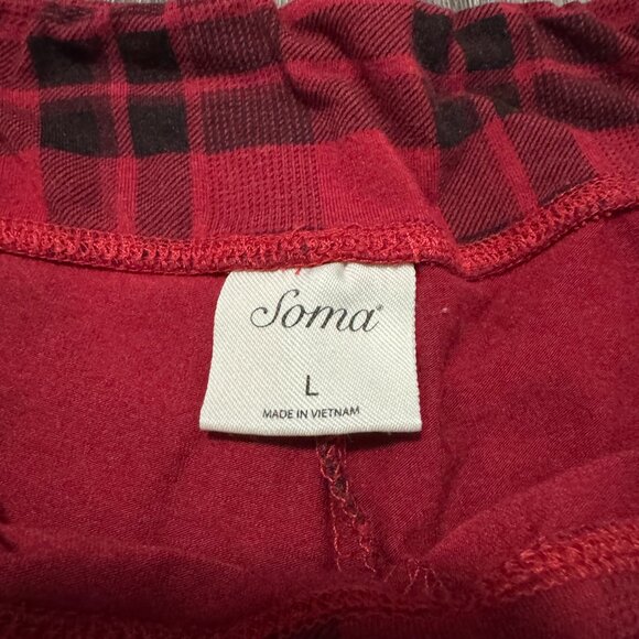 SOMA Red Black Plaid Pajama Shorts with Pockets Tie Waist Womens Size Large - Picture 6 of 9